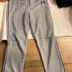 Under Armour youth baseball Gray Pants with Blue Accents